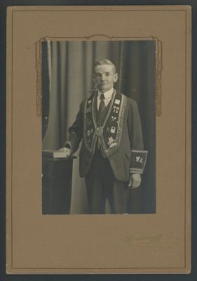 Black and White Photograph of Charles William FIEDLER in Freemason Attire