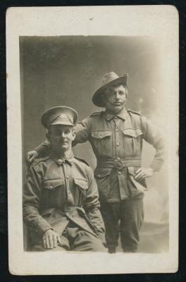 First World War Photographic Postcard of Pte. Harold FIEDLER, 3326 and Pte. James LEWIS