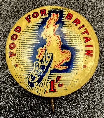 Food for Britain fundraising button - 1/-