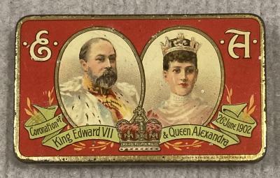 Souvenir chocolate tin - Coronation of King Edward VII and Queen Alexandra (1902)