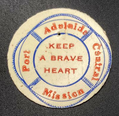 Port Adelaide Central Mission celluloid fundraising pin