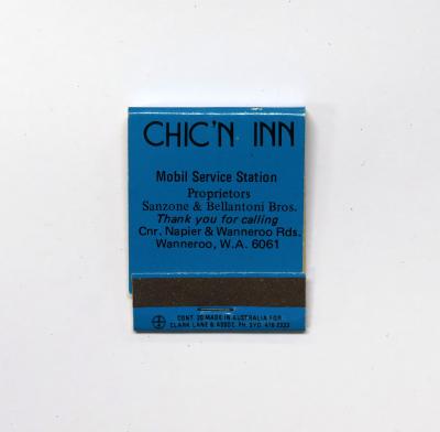Matchbook, rectangle, blue, Chic'n Inn