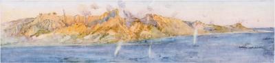 World War 1, South-West Asia, Türkiye, Gallipoli, MOORE-JONES, "Sketches Made at ANZAC", Plate 3 - The Coast North of ANZAC Cove, 1915