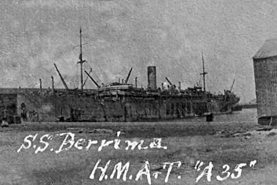 World War 1, Middle East,  HMAT A35 Berrima, 1918