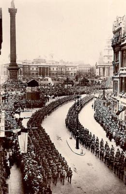 World War 1, England, London, Trafalgar Square, Victory Parade, 1919