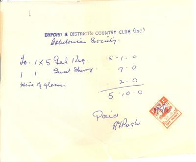 RECEIPT - COUNTRY CLUB