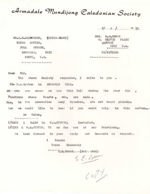 LETTER FROM S.E. BROWN - P.A. SYSTEM ENQUIRY