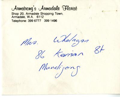 ENVELOPE - ARMSTRONG'S ARMADALE FLORIST