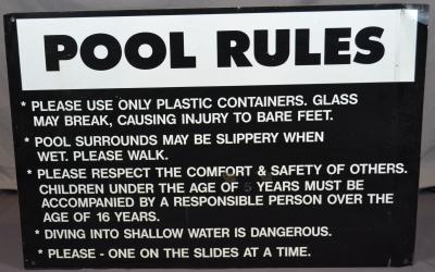 METALIC SIGN - POOL RULES