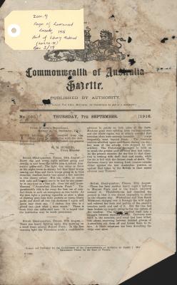 PAGE OF GOVERNMENT GAZETTE 1916