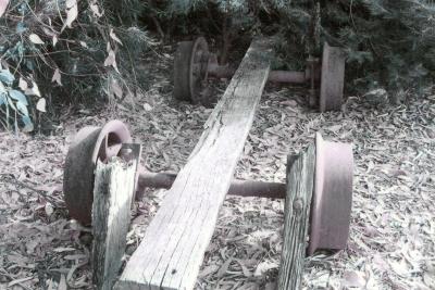Rolling stock which used to run on the wooden tramway at Dellerton siding - on display at the Lions Park Nannup 25/2/2015