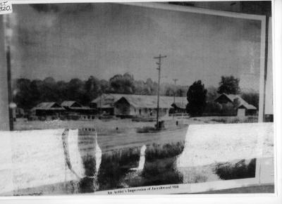 Artists illustration of Jarrahwood Mill, from Jarrahwood display.