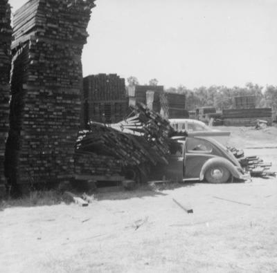 Car crashed into timber stack - Nannup Mill (Driver RFD Warner