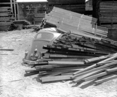 Car crashed into timber stack - Nannup Mill (Driver RFD Warner)