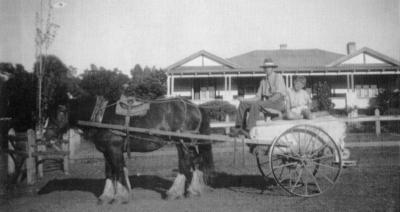 Mel & Dave Dunnet on cart - "Xmas Brook" C.1950