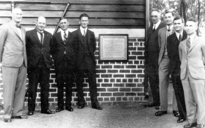 Nannup Hospital Committee 1934. C. Heason, H. McKittrick, W. Worthington. E.J.T. Brockman, D. Hutchinson, W. Hughes, O. Williams