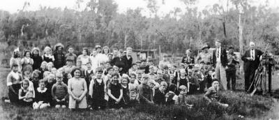 School Children - Arbor Day 1944? Mr. & Mrs. Hartley & Mr. A Sears