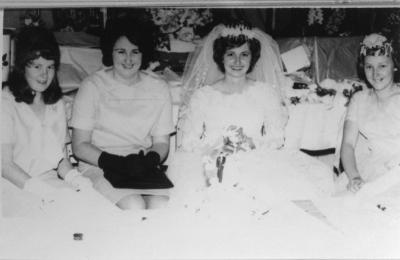 Dawn Marlow, Cynthia Mason, Shirley Pears (Bride) Joyce Worthington 1964