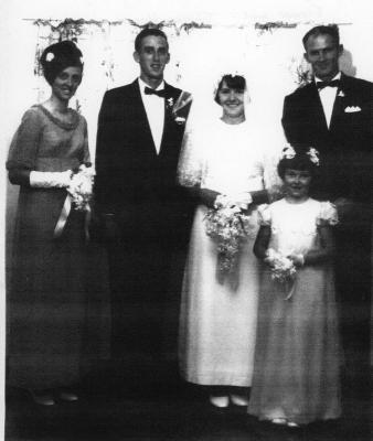 Bridal Party - Ronnie Green & Delys Harris L-R. Christine & Ron Green, Delys Harris, Sam Treadgold - Flower Girl, Sheree Harris.