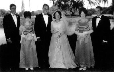 Cheryl & Colin McKittrick - Married in Busselton on 2nd May 1970. L - R: Graeme Brockman, Genene Mason, Colin McKittrick, Cheryl Roberts, Beverly Dean, Malcolm Cole.