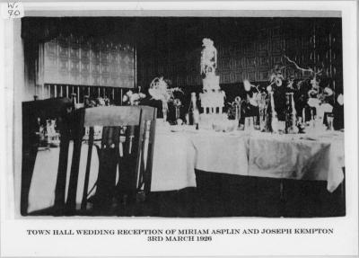 Town Hall Wedding Reception of Miriam Asplin & Joseph Kempton 3rd march 1926