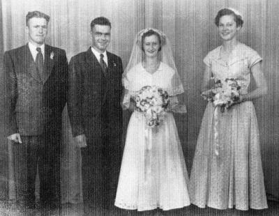 Maurice Hutchins, (Groom &Butcher). Barbara Hutchins, (Bride), Diana Dunnet