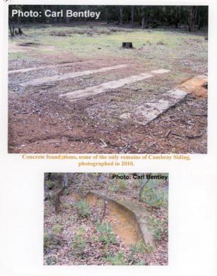 Concrete foundations.  Some of the only remains of Cambray Siding. Taken in 2010
