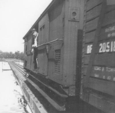 Train on flooded Railway Bridge