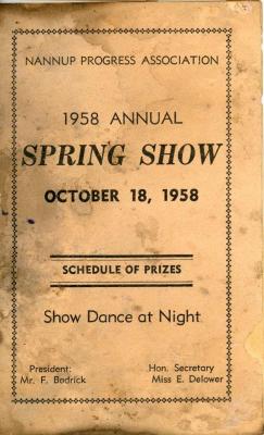  1958 Annual Spring Show Schedule