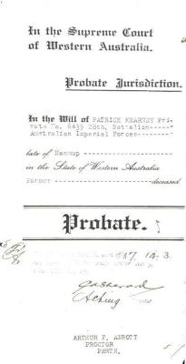 Will of Private Patrick Kearney
