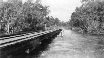 Nannup Rail Bridge during the 1946 Blackwood River Flood