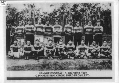 Nannup Football Club C.1922 G P Kailis (B Row 3rd from left)