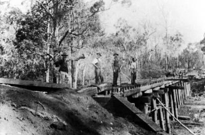 Building of Nannup Railway Bridge 1909 - Roland Blythe (Far left)