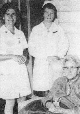Sister Heather Wishart & Nurse Sutton with Mrs. Rodda (84) at Nannup District Hospital