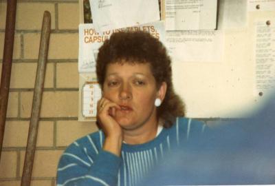 Jeanette Brown at Nannup fire station, 1988