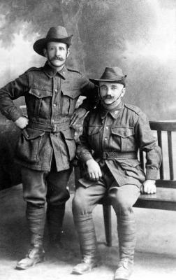 Paddy Kearney (seated), Jack White. Jack was Freddy Green's grandfather. Paddy died of wounds 2.9.1918.