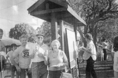 Jarrah Jerkers Jog ,late 1980's. Noel Scott on mike, Peter Hemsworth, ?, ?, Pat Blythe.  