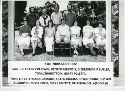 Nannup District High School 1982. Staff
