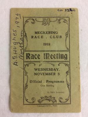HORSE RACE PROGRAM, MECKERING RACE CLUB