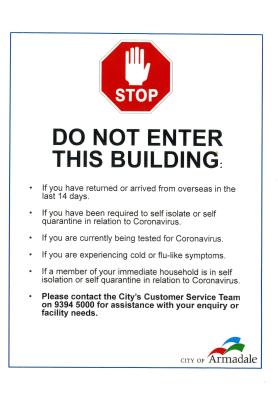 CITY OF ARMADALE - DO NOT ENTER THIS BUILDING SIGN