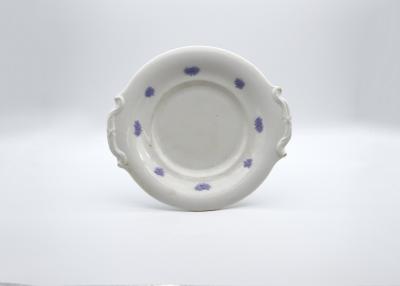 PLATE, WHITE WITH BLUE FLORAL EMBOSSED