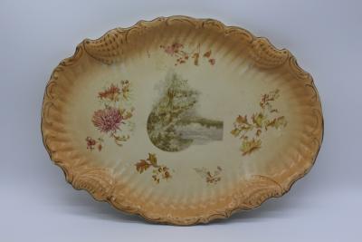 DRESSING TABLE SET; CONSISTING OF CERAMIC OVAL TRAY JAR AND LID.