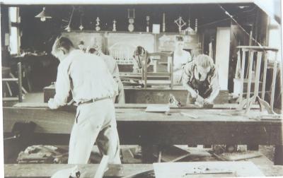 Black and White photograph Muresk carpentry shop