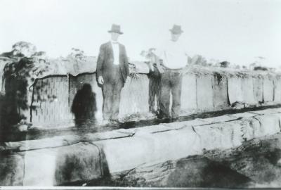 Black and White photograph Kellerberrin Brick Works Left - Grandfather Woods - Owner Right - Mr Bowen Corner of Bath and Price Streets.
