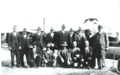 Black and White photograph Jack Mather with govt officials including Premier Frank Wise - 2nd from right