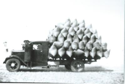 Black and White photograph Electweld Steel.  1935 Inter Truck with gas