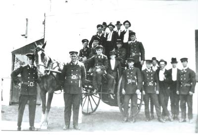 Black and White photograph.  Coolgardie Fire Brigade includes Daniel Gunn - Father of Leslie Gunn