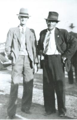 Black and White photograph.  Les Gunn and Percy Punch