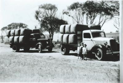 Black and White photograph Hampton Farm Carting Wool Clip