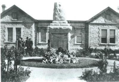 Black and White photograph.  Kellerberrin Hospital and War Memorial